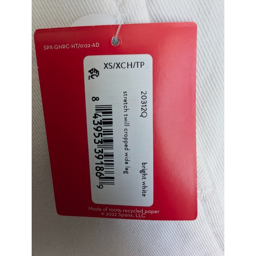 NWT Spanx Twill Crop Pants Womens X-Small Bright White Stretch Wide Leg 20312Q - Picture 3 of 5
